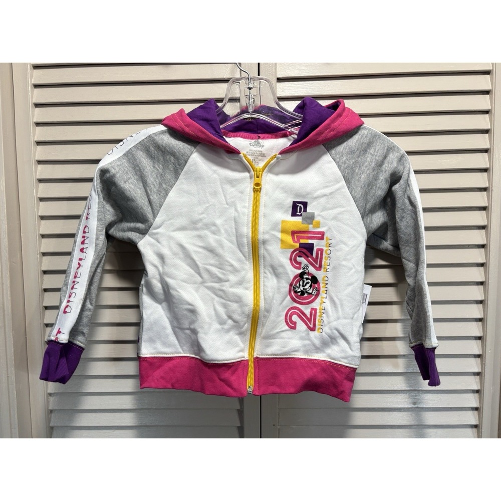 Disney Logo Graphic Hooded Zip Up Jacket Youth Size S Long Sleeve NWT Pink/Purpl